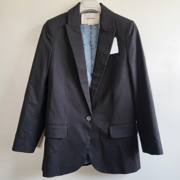 New Zadig & Voltaire Viva Skull Stars Strass Black Blazer Suit Jacket NWT 34/XS - Picture 8 of 15